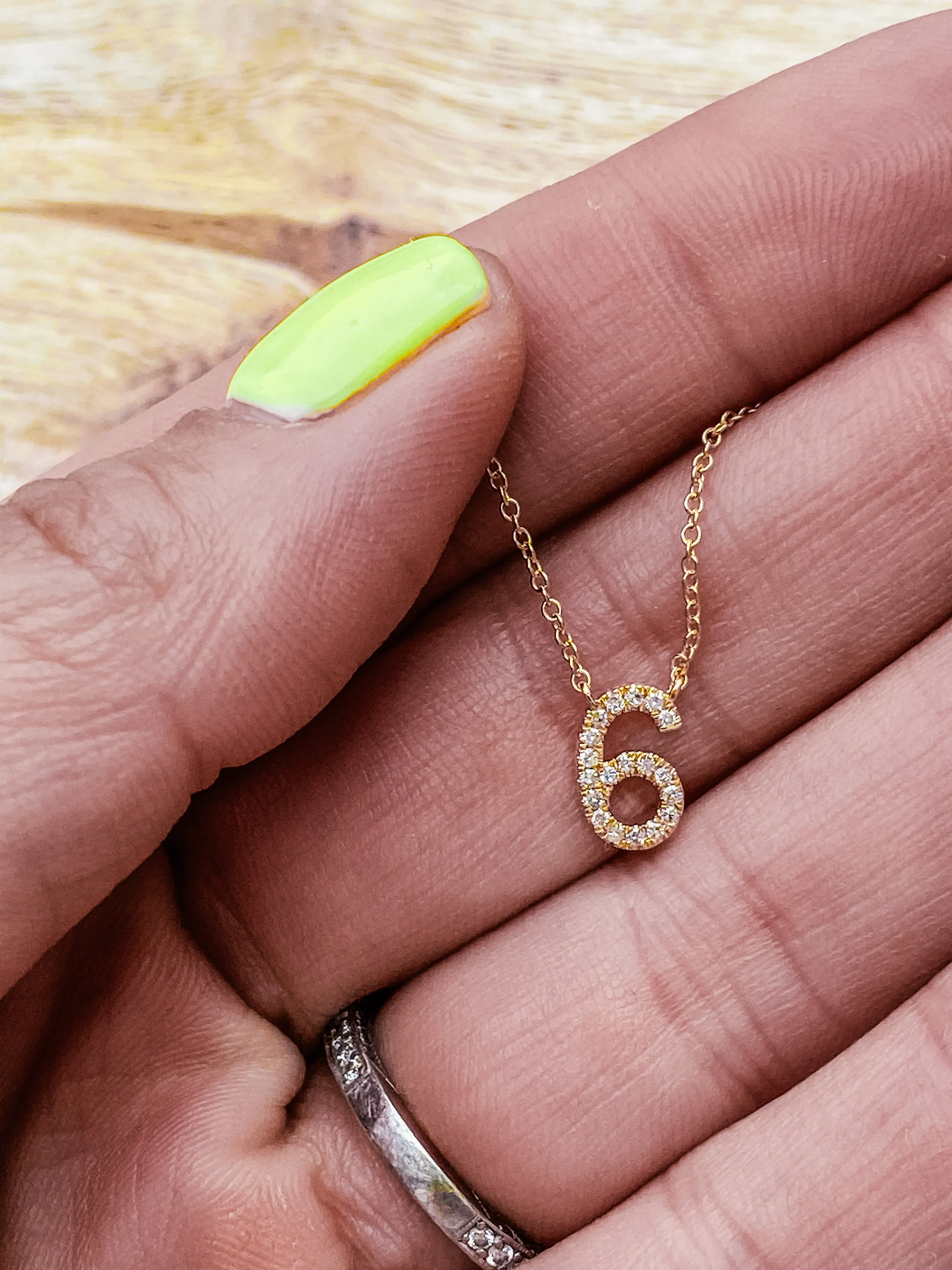Custom Diamond Number Necklace