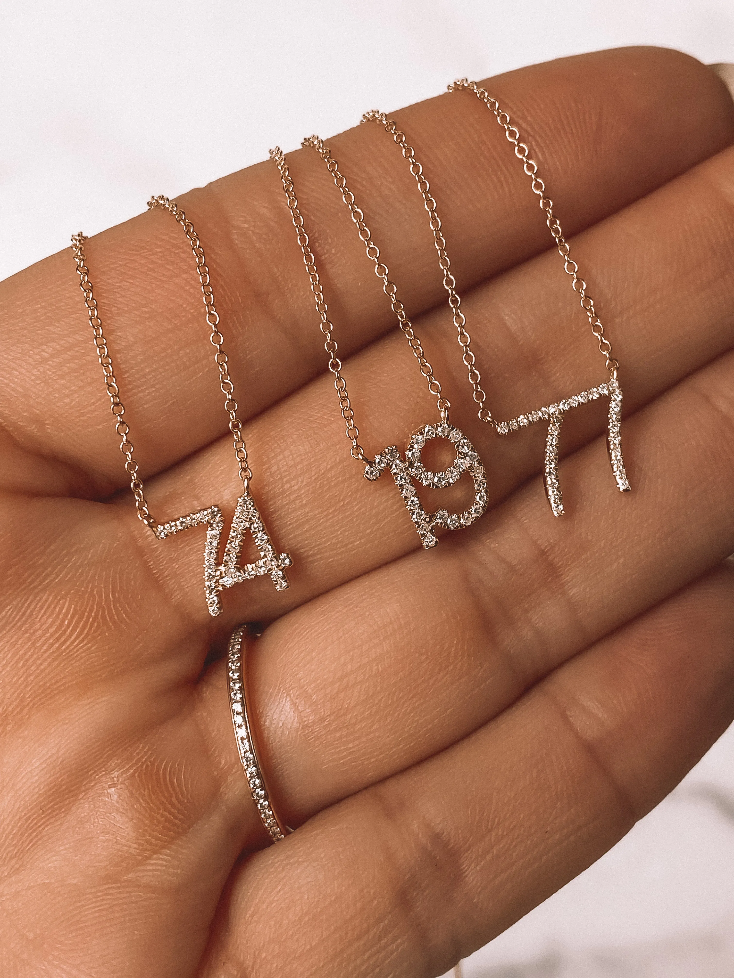 Custom Diamond Number Necklace