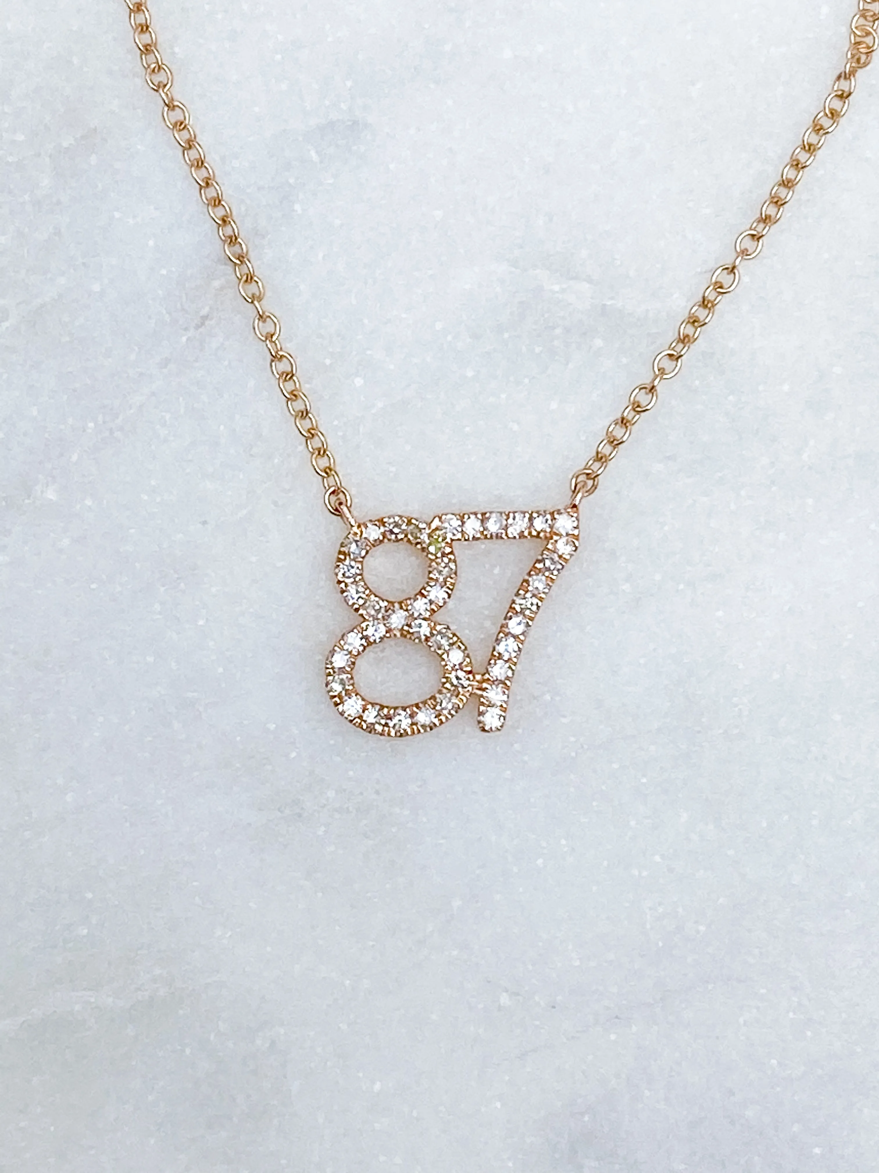 Custom Diamond Number Necklace