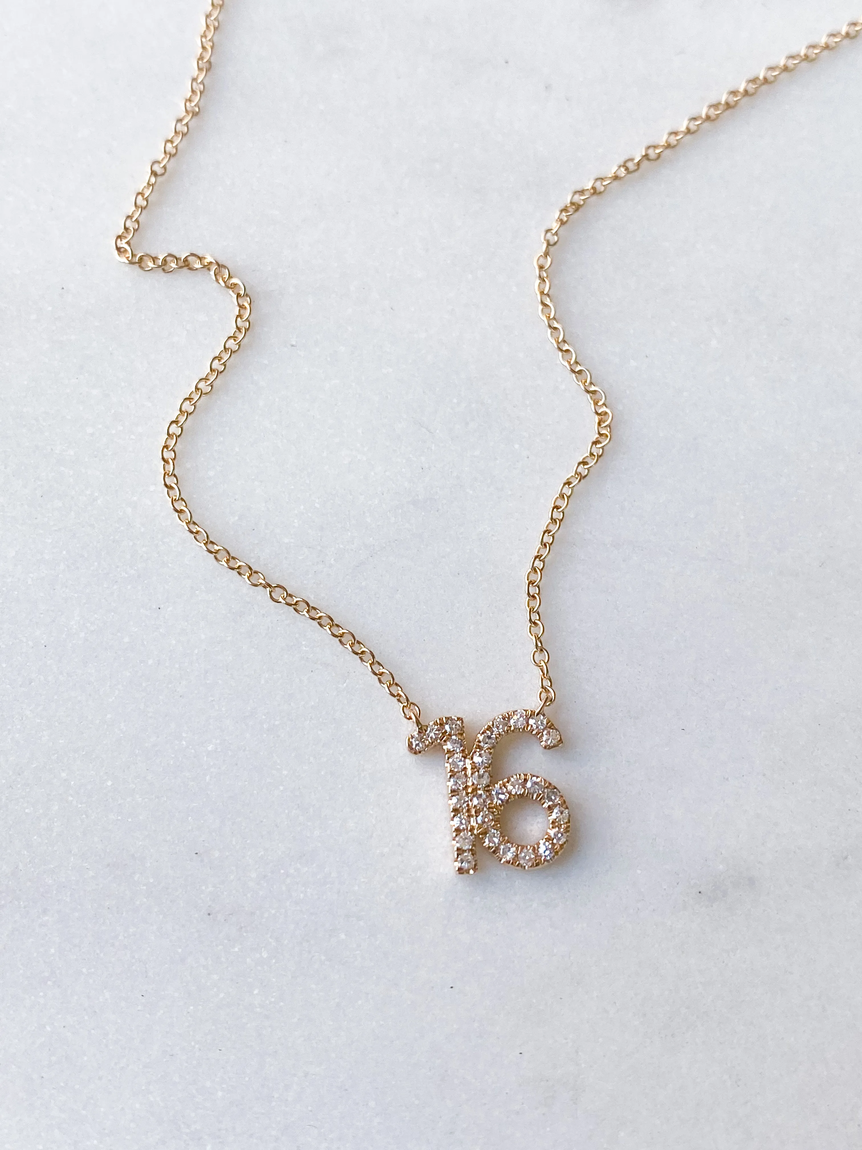 Custom Diamond Number Necklace
