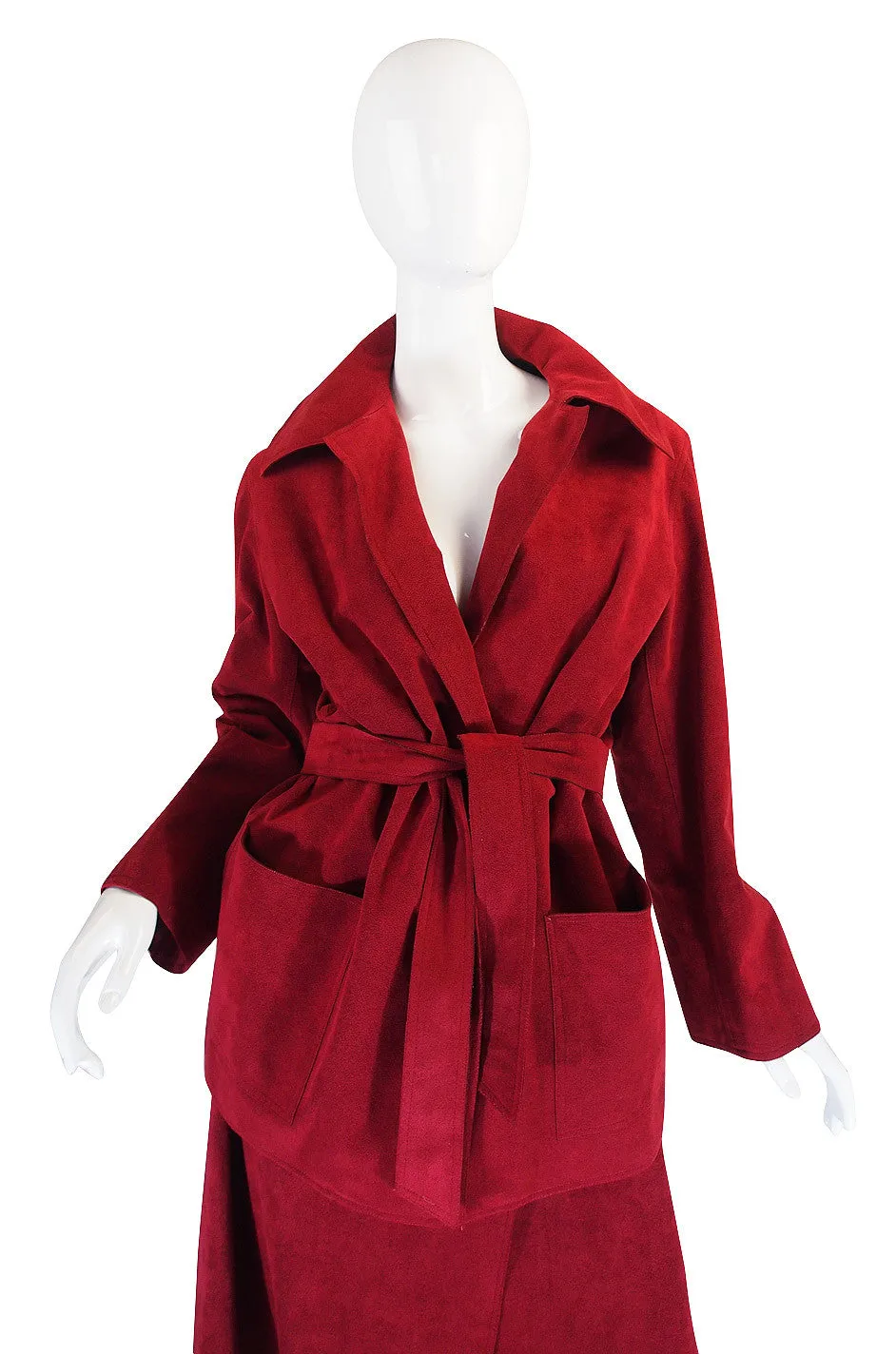 Custom Larger 1972 Red Ultrasuede Halston Suit
