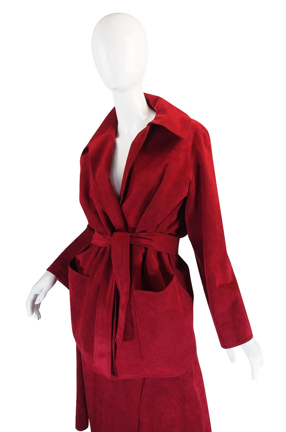 Custom Larger 1972 Red Ultrasuede Halston Suit