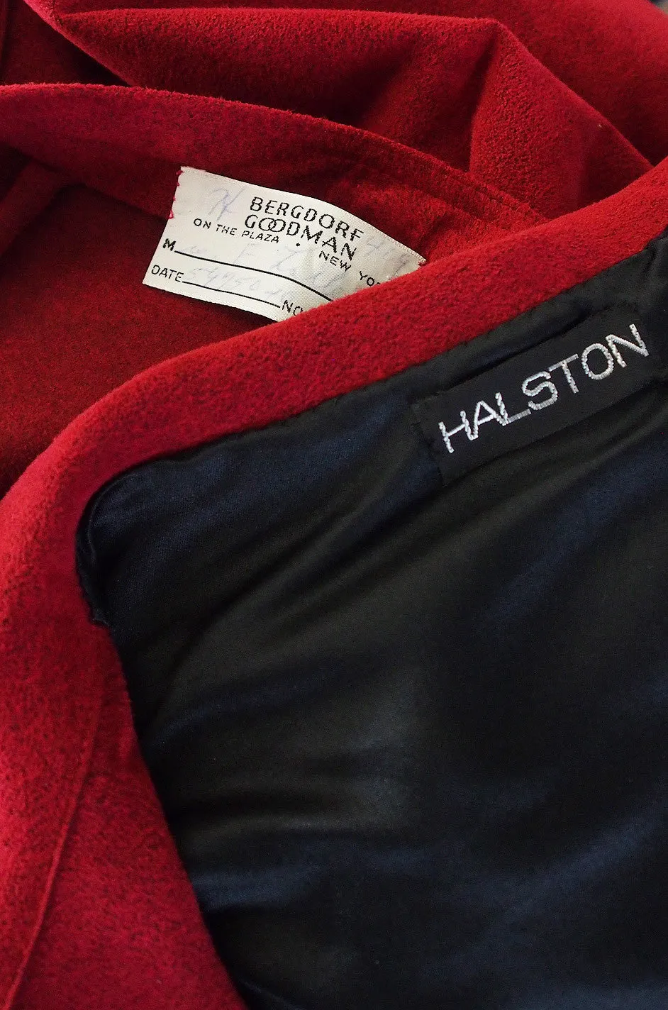 Custom Larger 1972 Red Ultrasuede Halston Suit