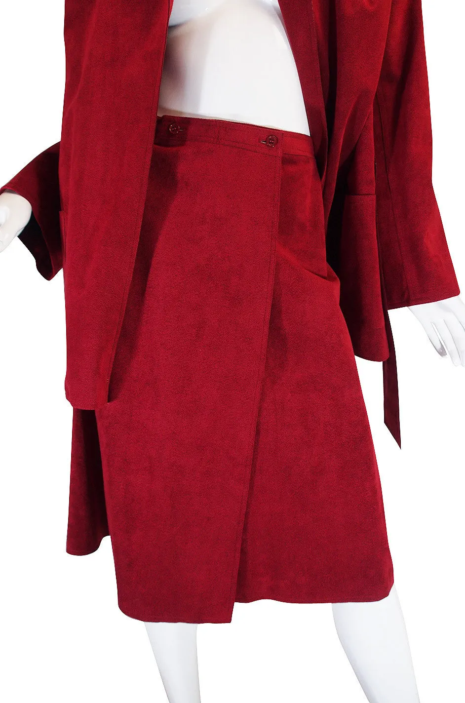 Custom Larger 1972 Red Ultrasuede Halston Suit