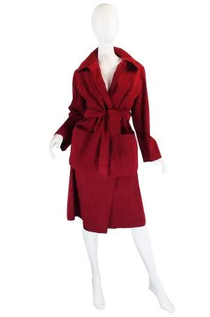 Custom Larger 1972 Red Ultrasuede Halston Suit