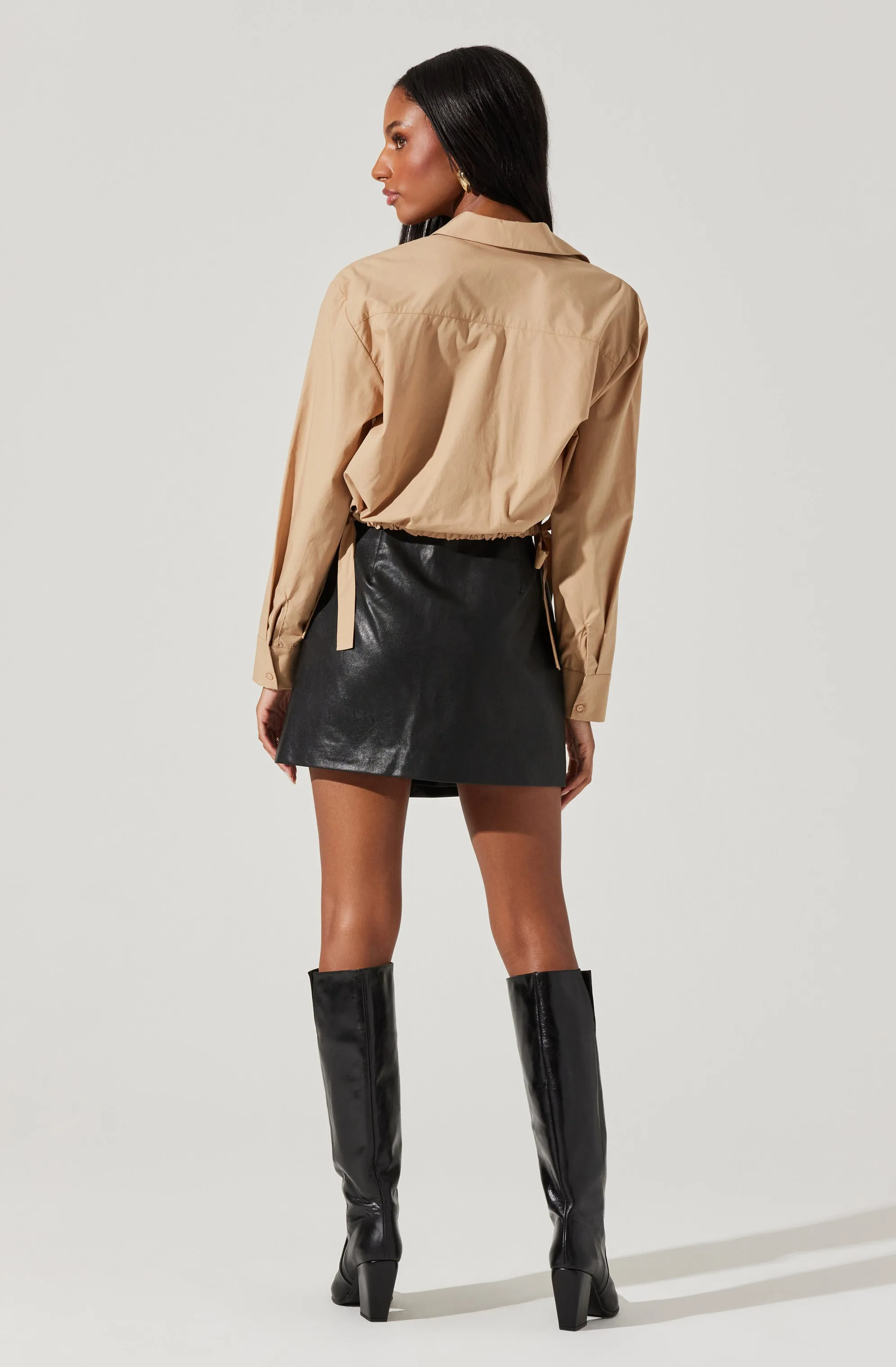 Cyril Cinch Waist Button-Up Top