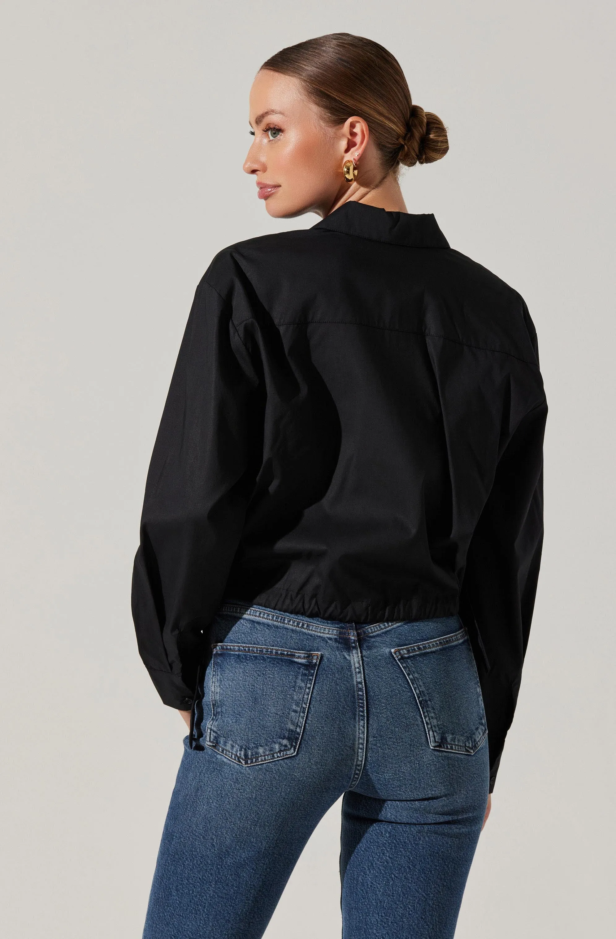 Cyril Cinch Waist Button-Up Top