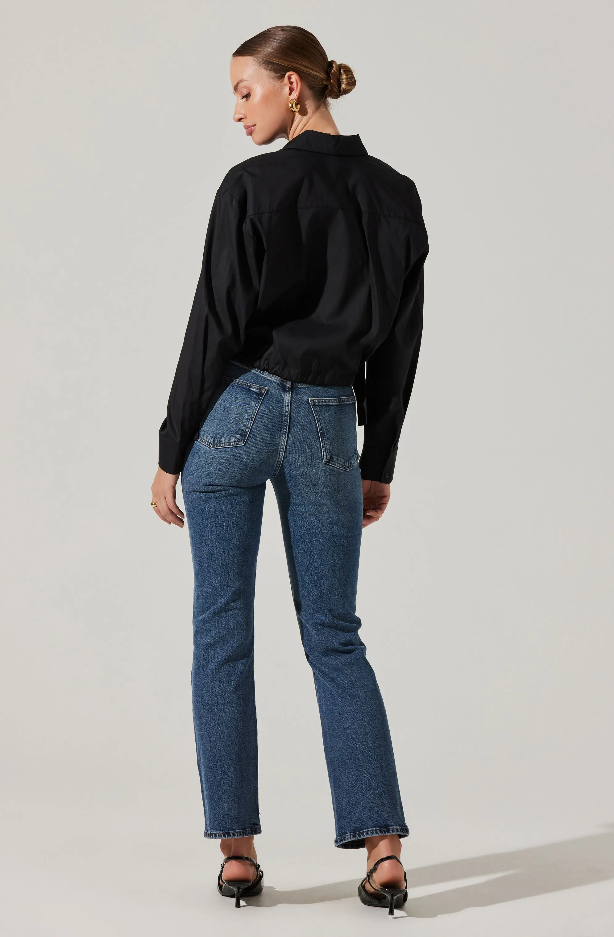 Cyril Cinch Waist Button-Up Top