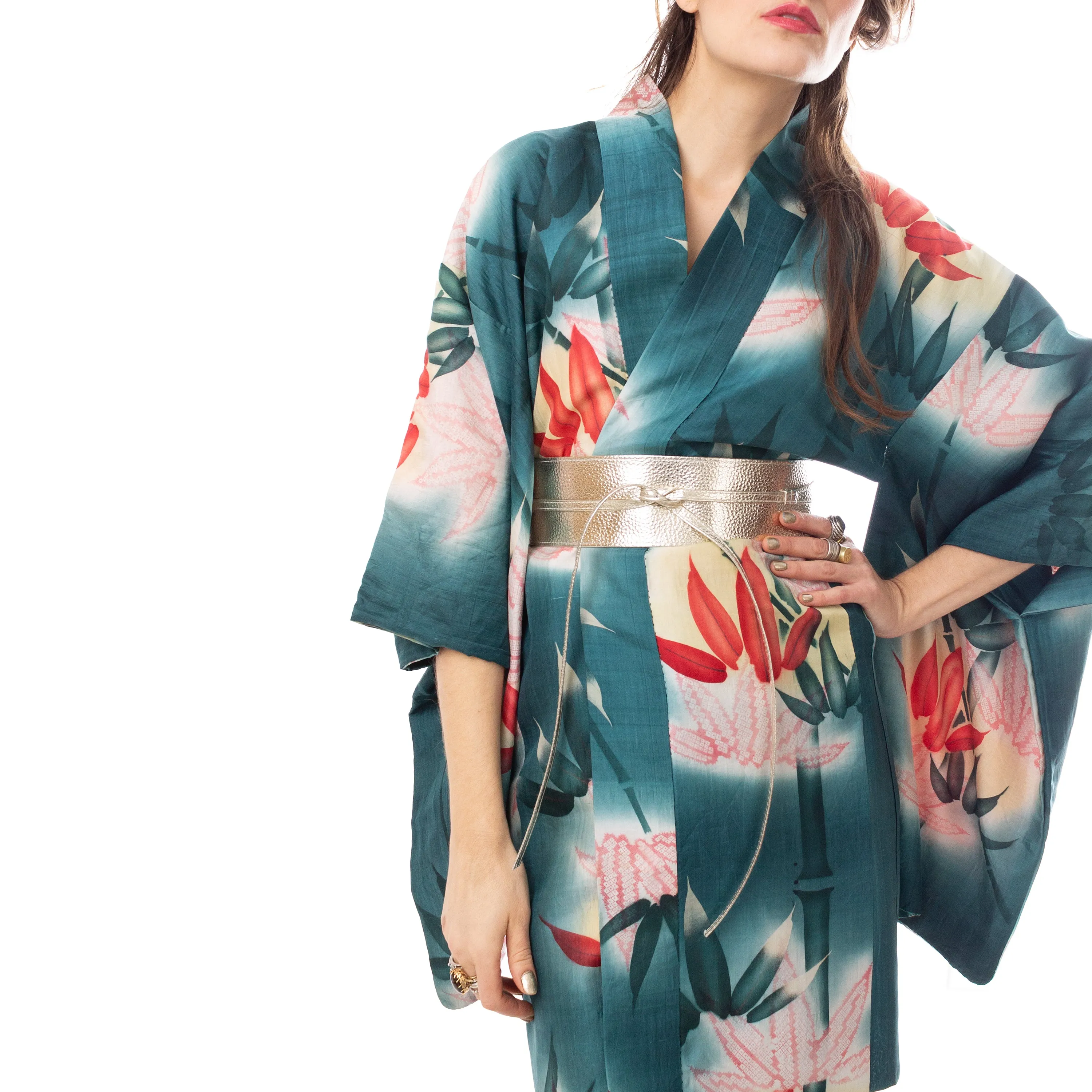 Dark Green Bamboo Pongee Haori
