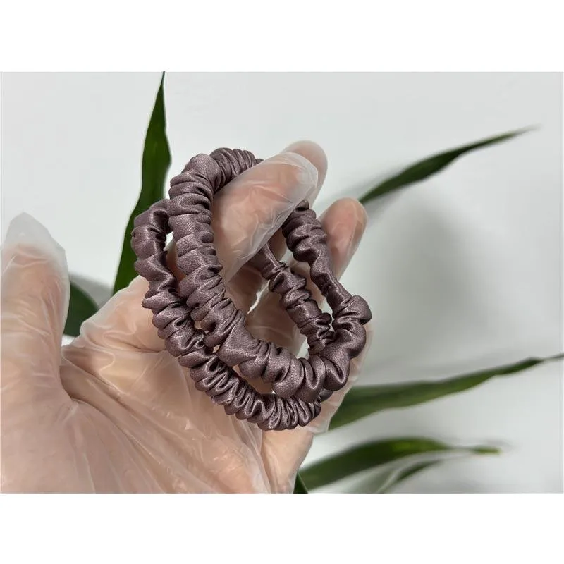Dark maroan silk scrunchies mini