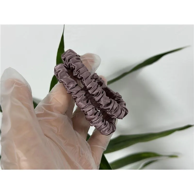 Dark maroan silk scrunchies mini