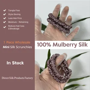Dark maroan silk scrunchies mini