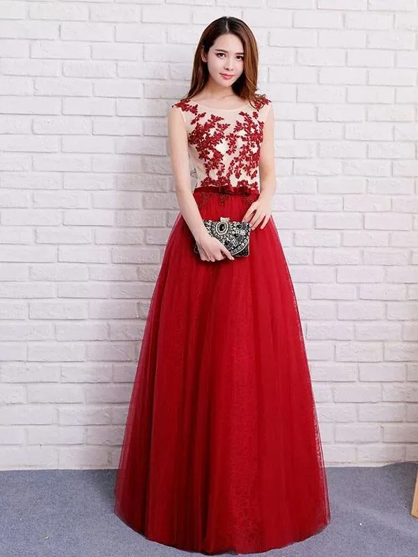 Dark Navy Prom Dresses Long Tulle Evening Dress Lace Illusion Floor Length Formal Dress