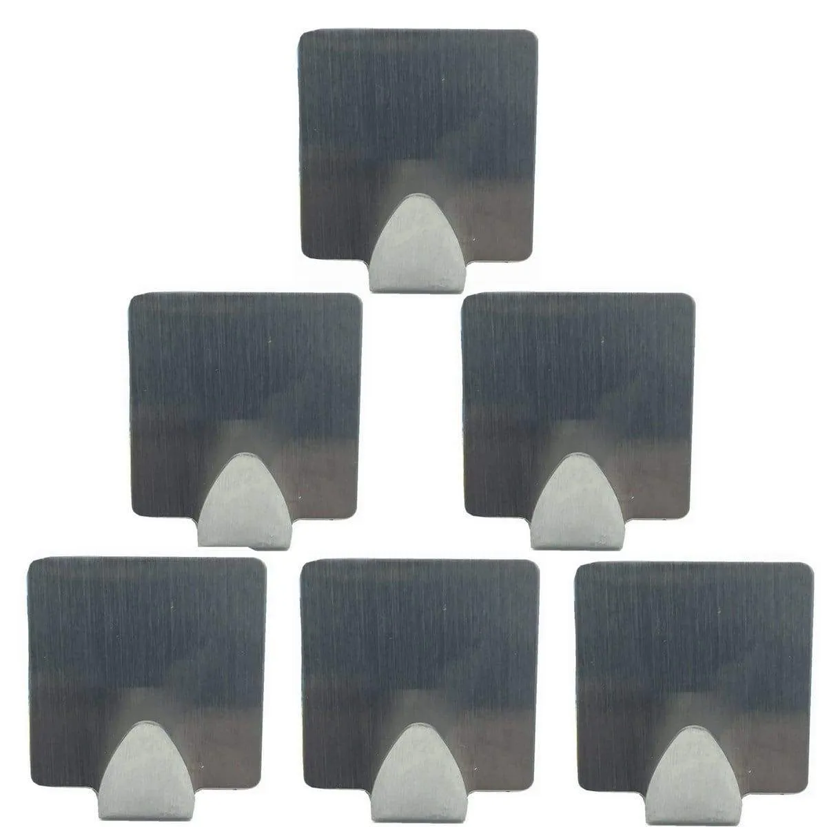 Doitb 6pcs Square Self Adhesive Mini Hook Cloth Key Hat Racket Hooks Stainless Steel Hanging Hooks for Bathroom Bedroom Office Cabinet Draw Clothes Kitchenware Hooks Hangers for Office and Kitchen