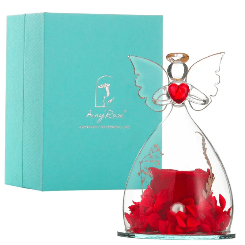 Elegant Preserved Rose Angel Dome – Romantic Timeless Gift