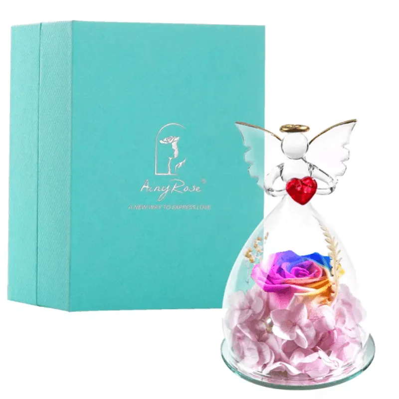 Elegant Preserved Rose Angel Dome – Romantic Timeless Gift