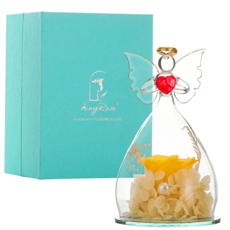 Elegant Preserved Rose Angel Dome – Romantic Timeless Gift