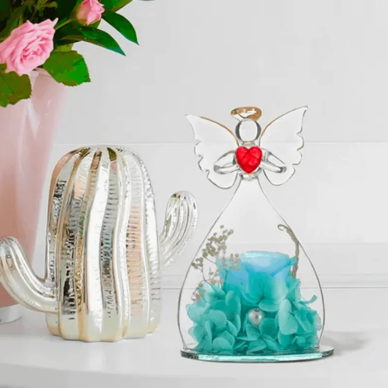Elegant Preserved Rose Angel Dome – Romantic Timeless Gift