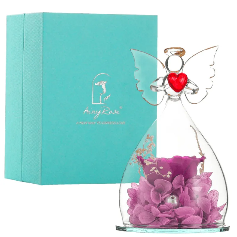 Elegant Preserved Rose Angel Dome – Romantic Timeless Gift