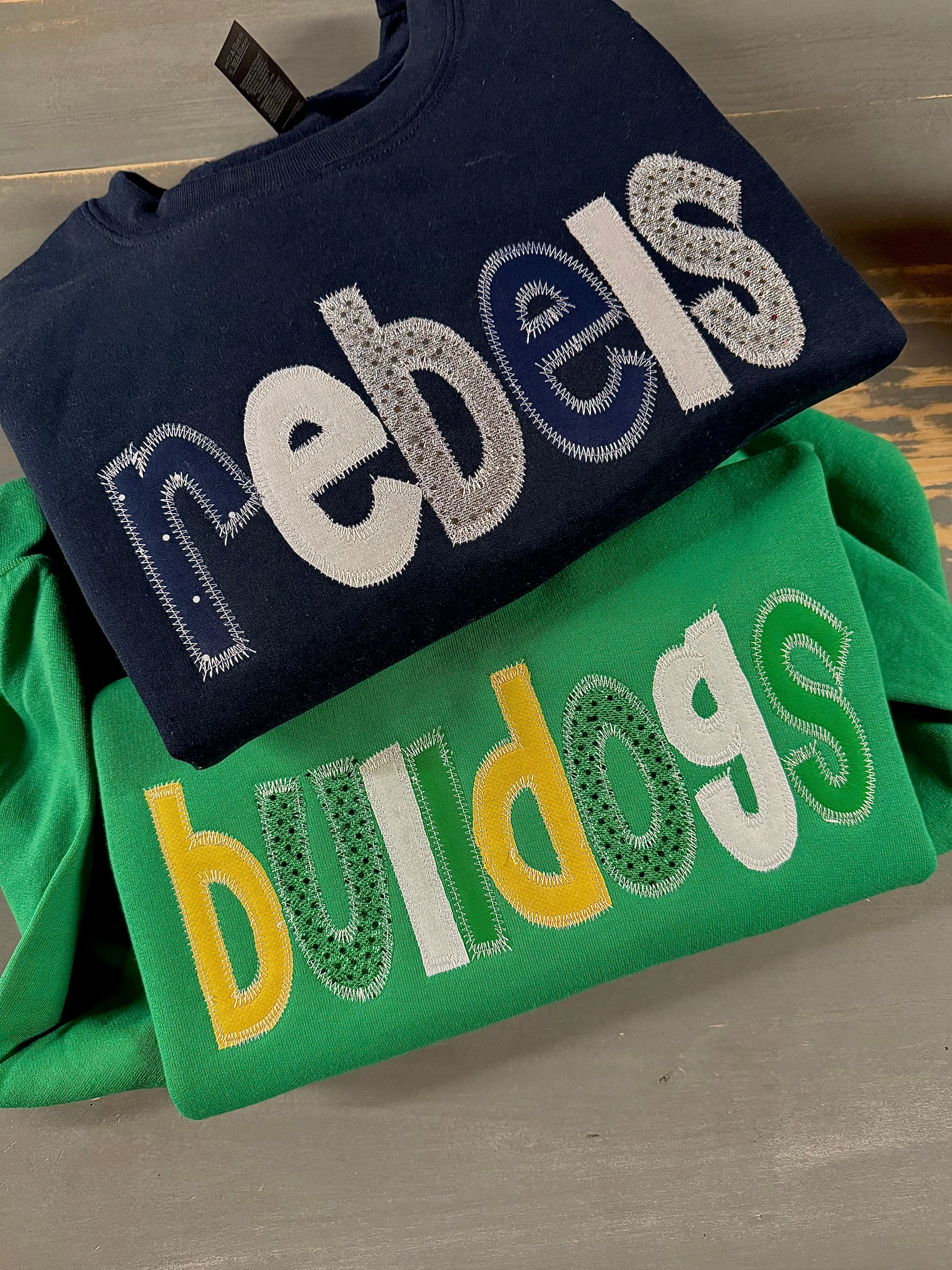 Embroidered appliqué custom one word