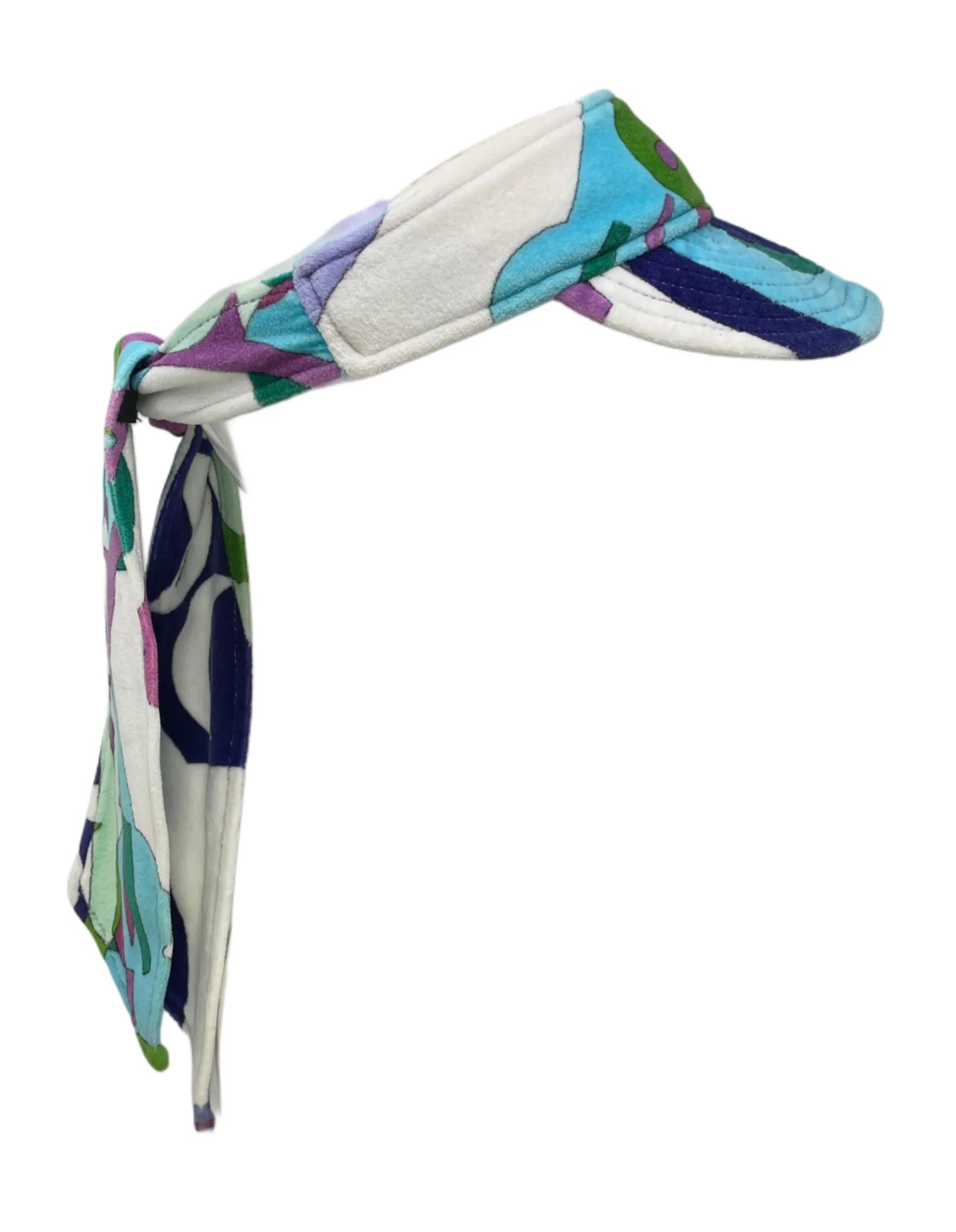 Emilio Pucci Multicolored Terrycloth Tie Visor, SIze OS