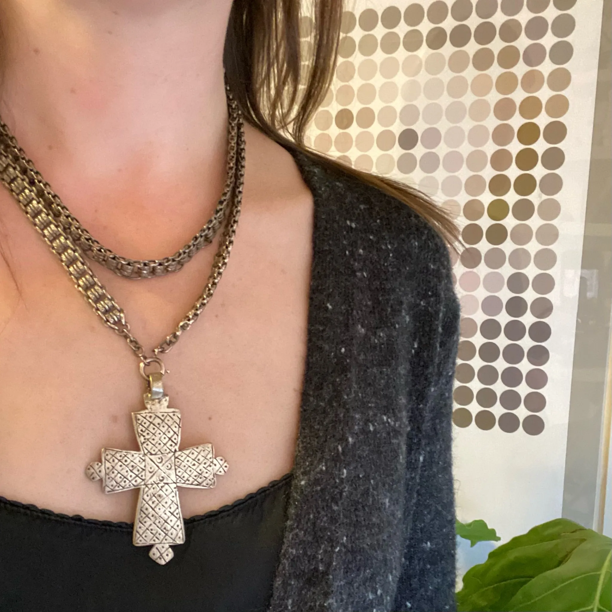 Engraved Silver Vintage Coptic Cross