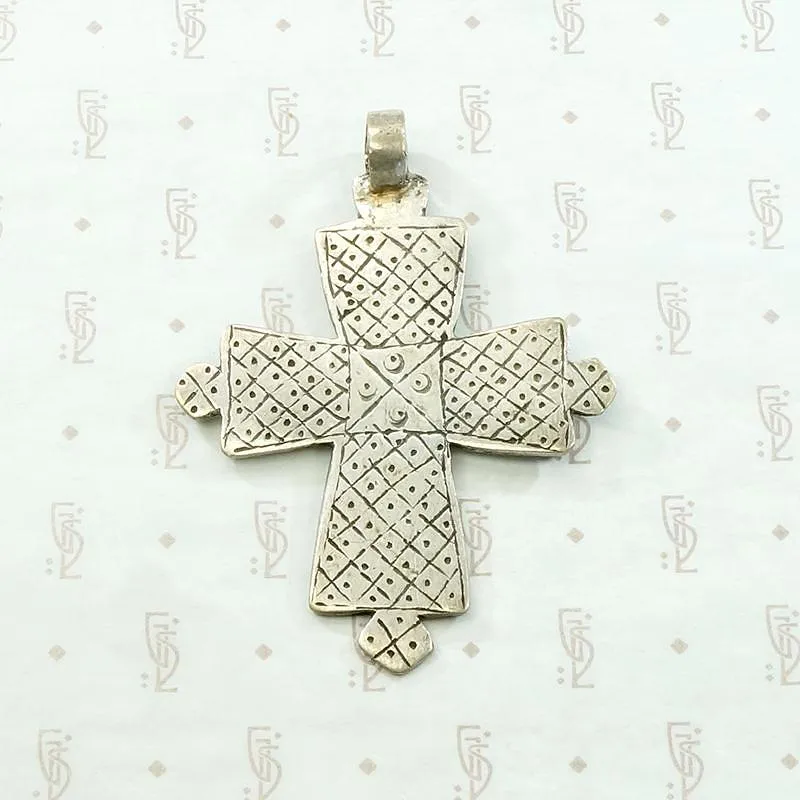 Engraved Silver Vintage Coptic Cross