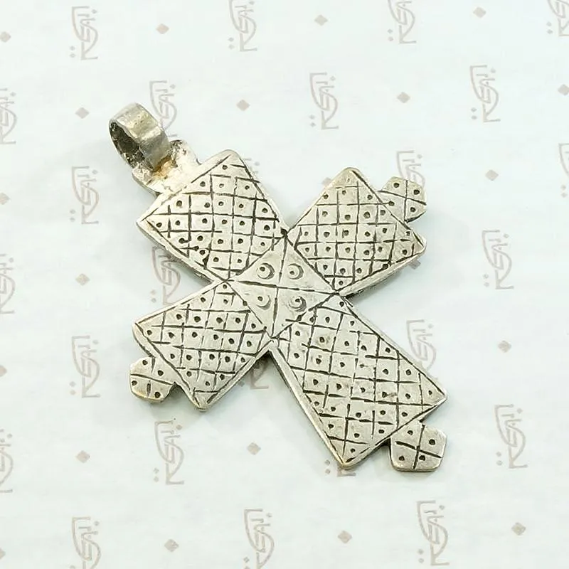 Engraved Silver Vintage Coptic Cross