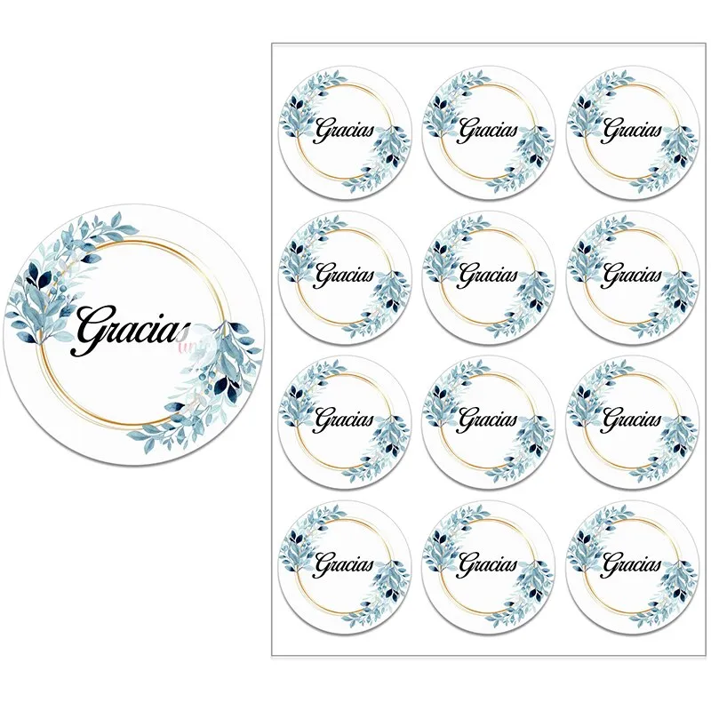 Español Thank You Gracias Floral Frame Sticker Self-adhesive Seal Label Party Christmas Wedding Thanksgiving Sticker Decoration