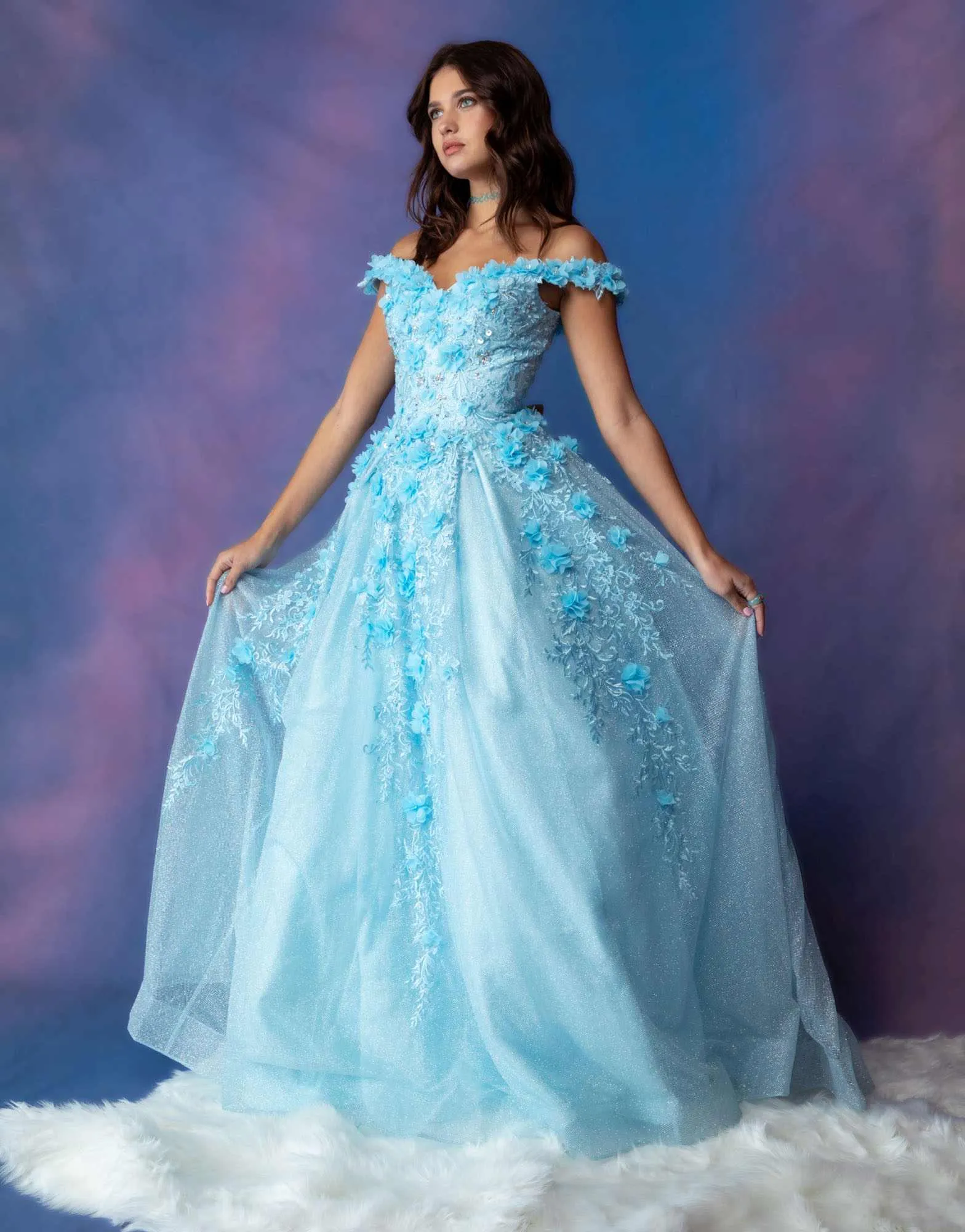 Eureka 9339 Quinceanera Glitter Mesh Ball Gown Includes Cape