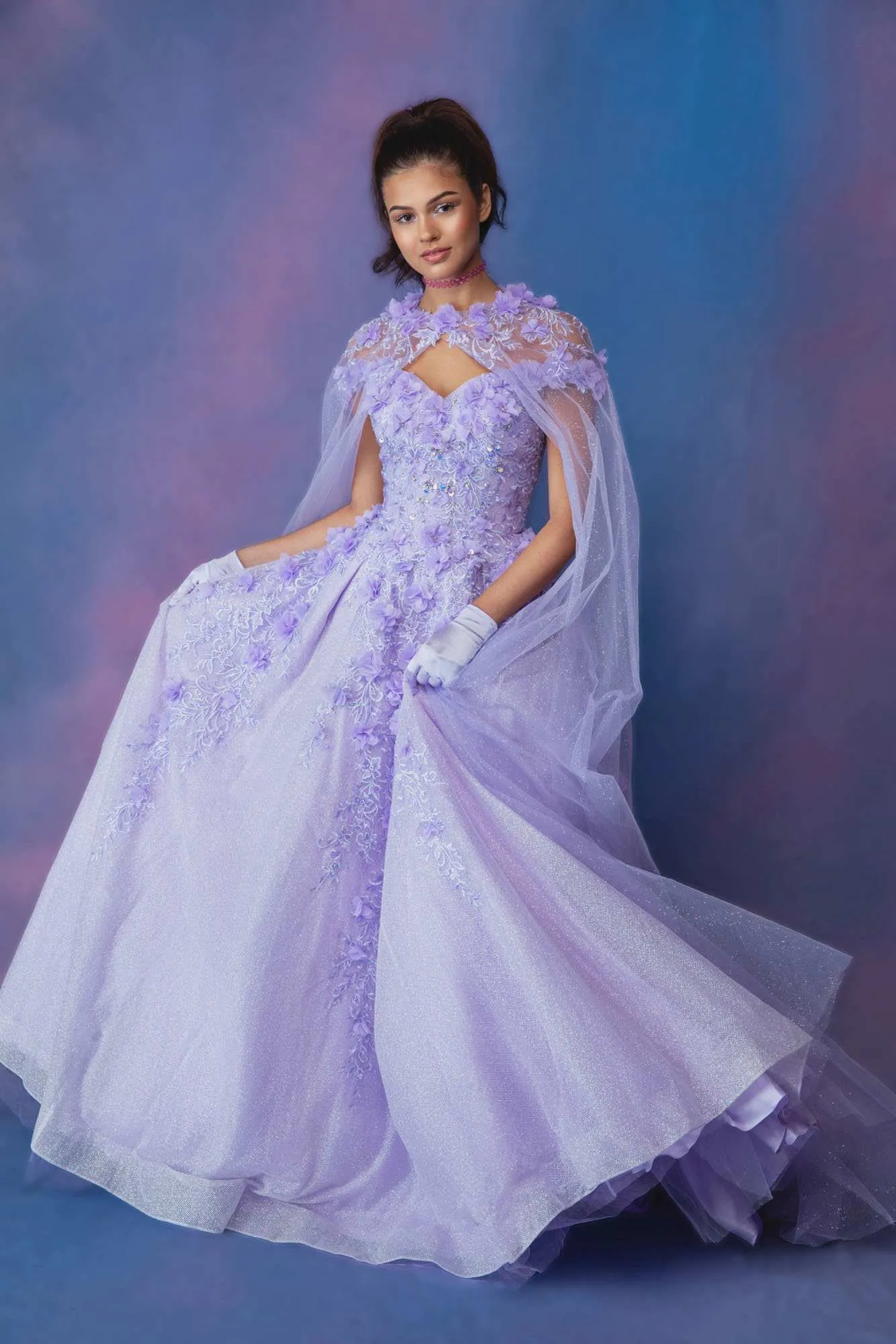 Eureka 9339 Quinceanera Glitter Mesh Ball Gown Includes Cape