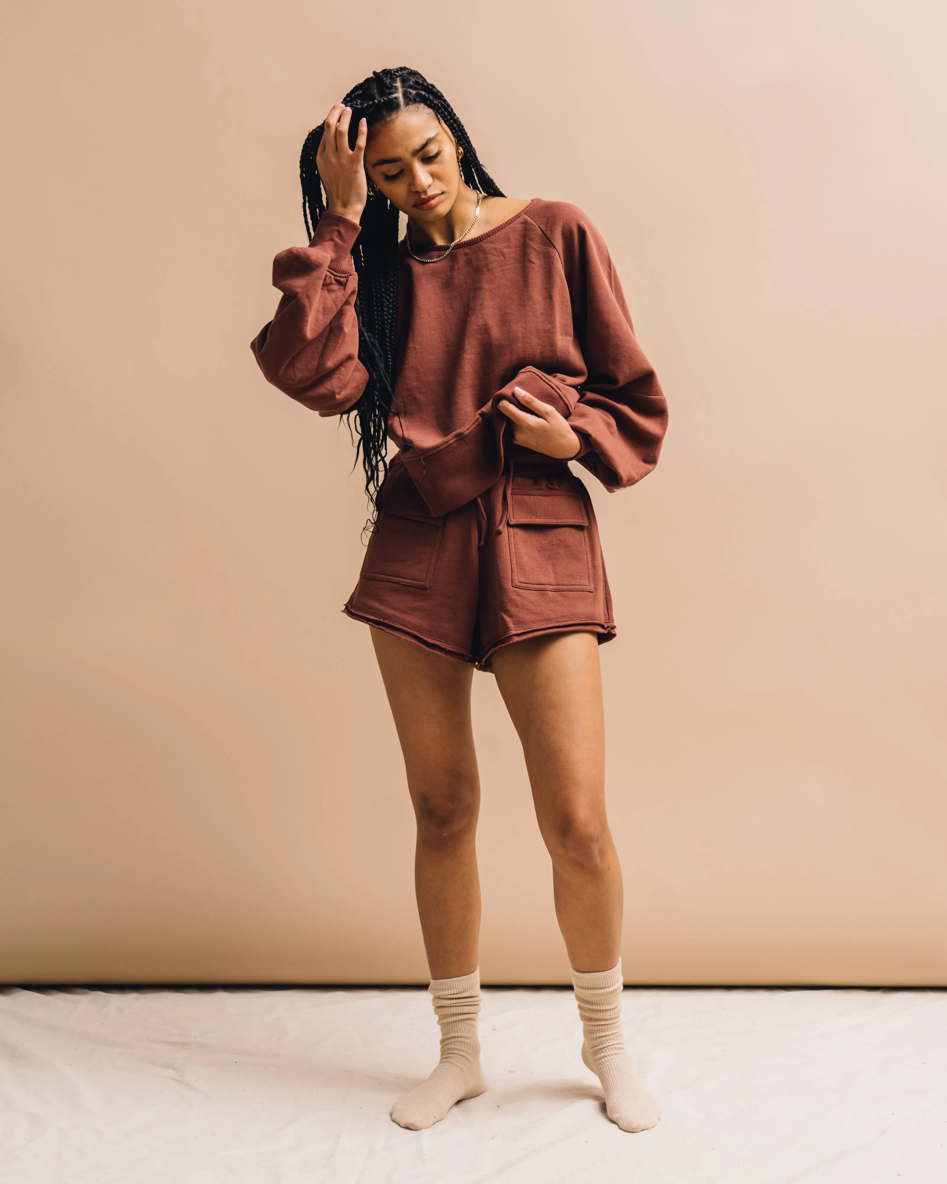 Evyn Sweatshort-Cocoa