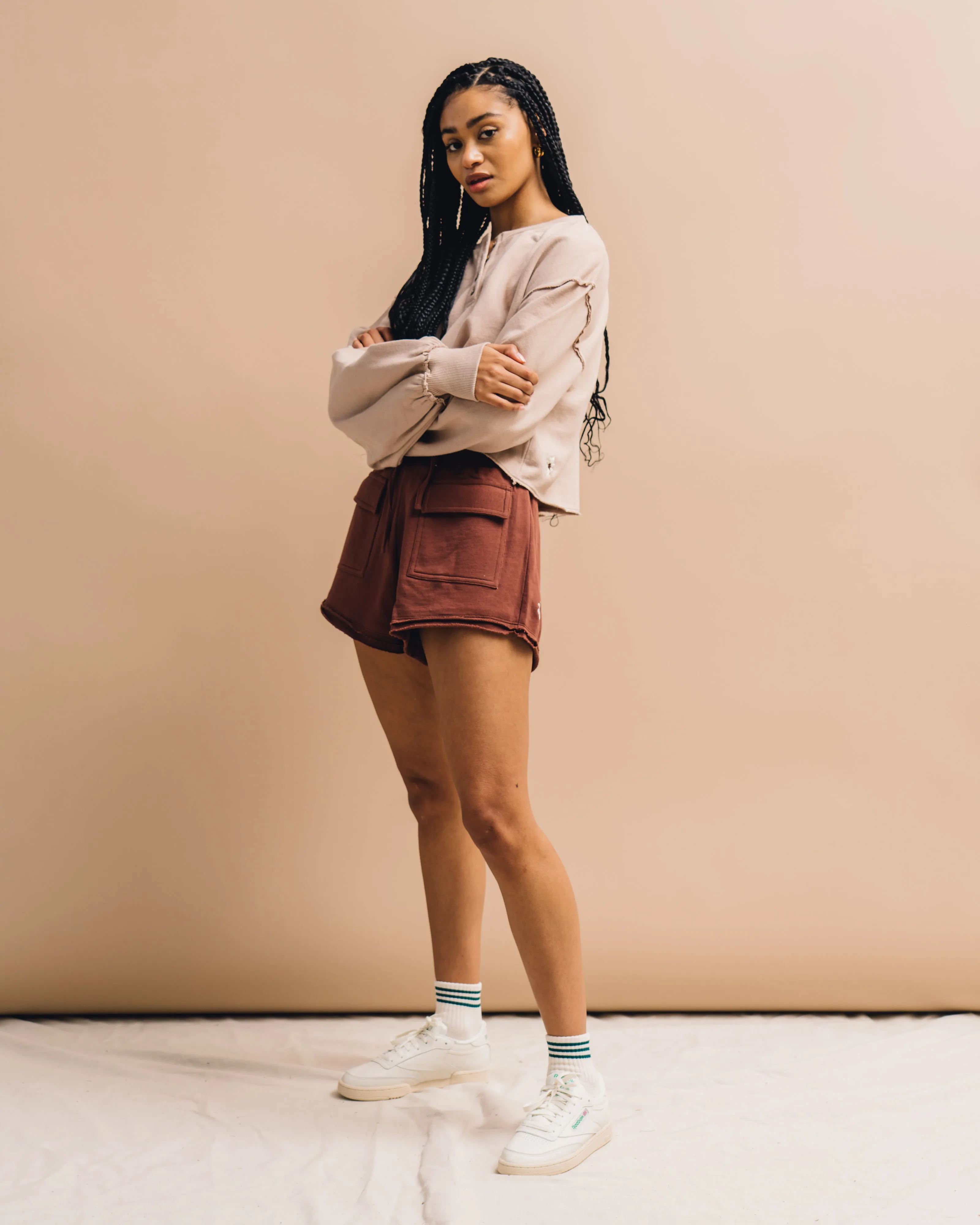 Evyn Sweatshort-Cocoa