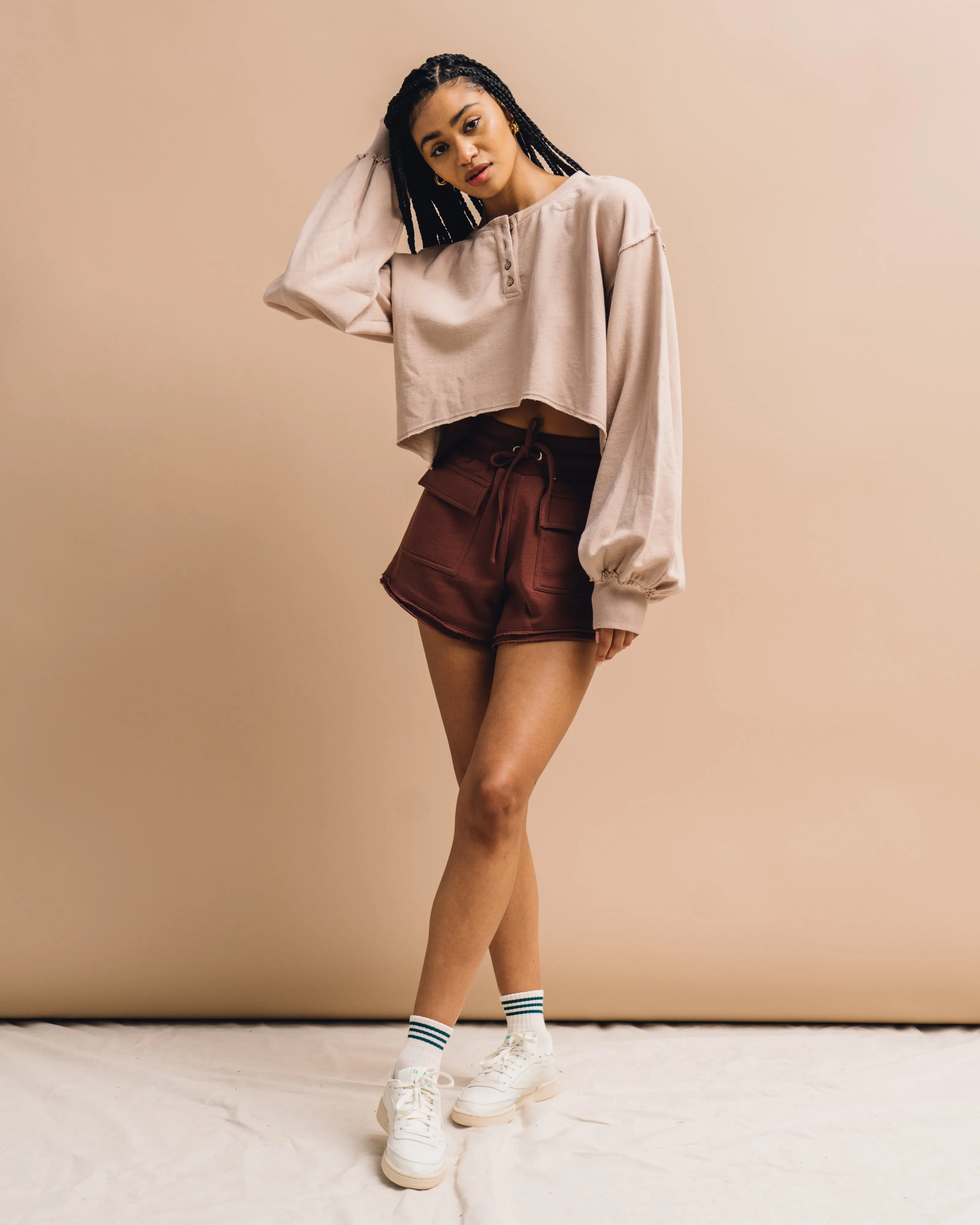 Evyn Sweatshort-Cocoa