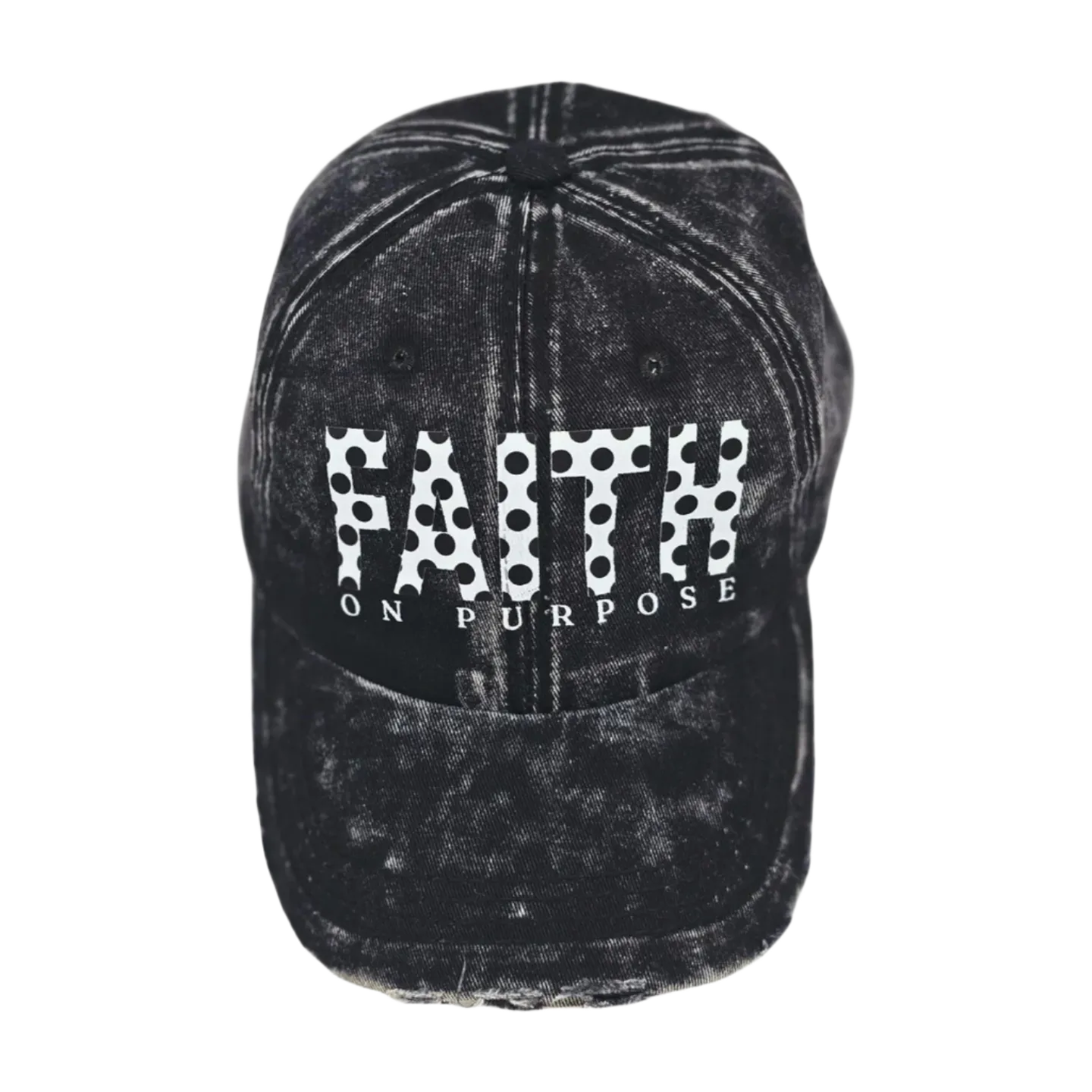 Faith On Purpose Polka Dot Dad Hat - Blk