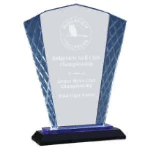 Fan Accent Glass on Blue & Black Base Award