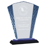 Fan Accent Glass on Blue & Black Base Award