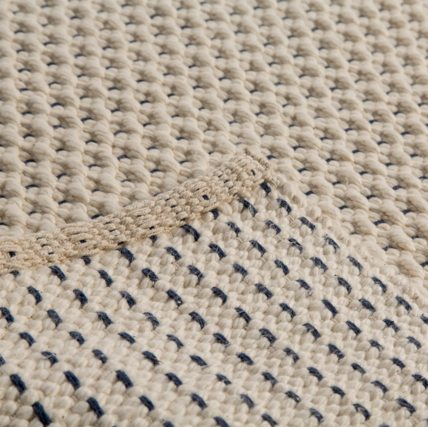 Fancy Twill Rug - Navy Pinstripe