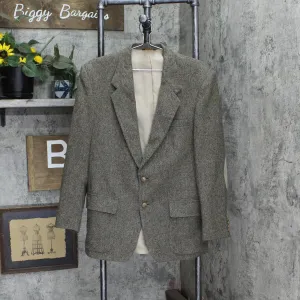 Farah Vintage Wool Herringbone Tweed Sport Coat Blazer Suit Jacket Brown 40R