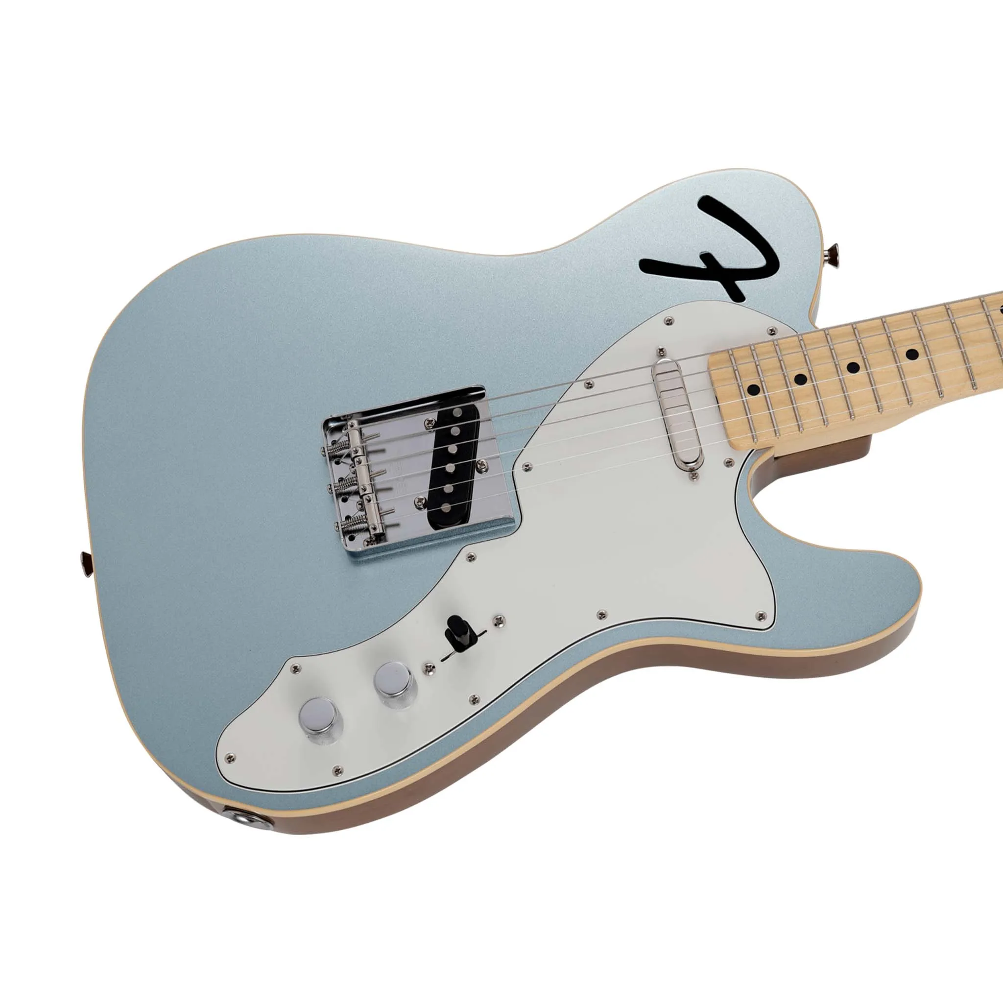 Fender Japan Ltd Ed F Hole Telecaster Thinline Electric Guitar, Maple FB, Mystic Ice Blue