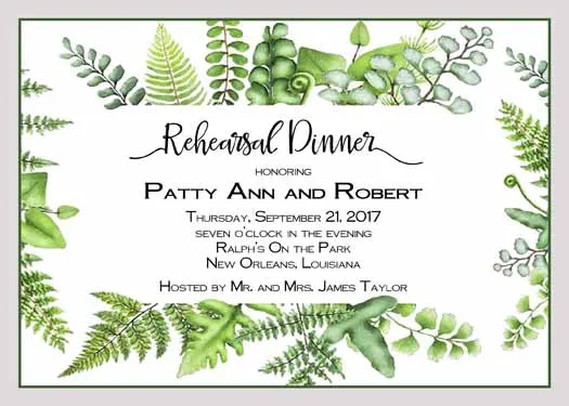 FERN AND LEAVES FRAME CUSTOM INVITATION