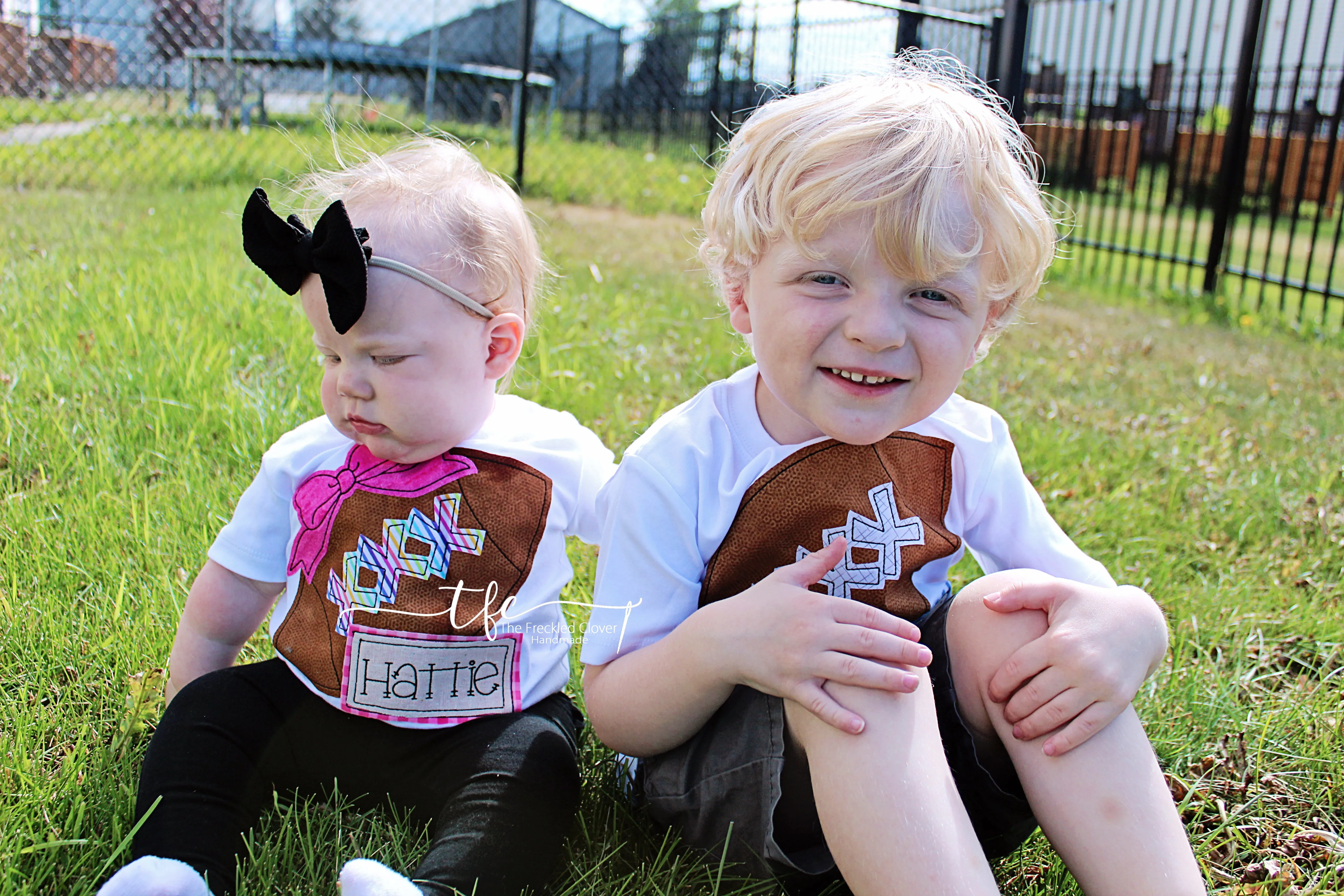 {Football   Name Plate} applique tee