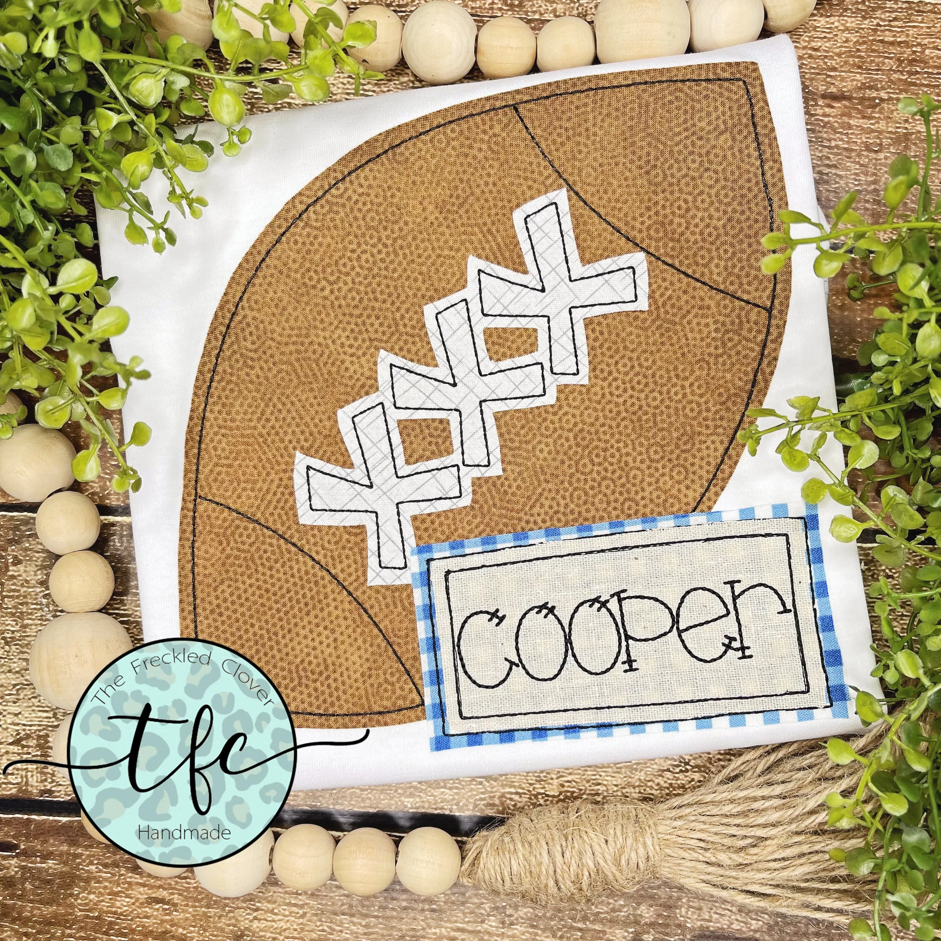 {Football   Name Plate} applique tee