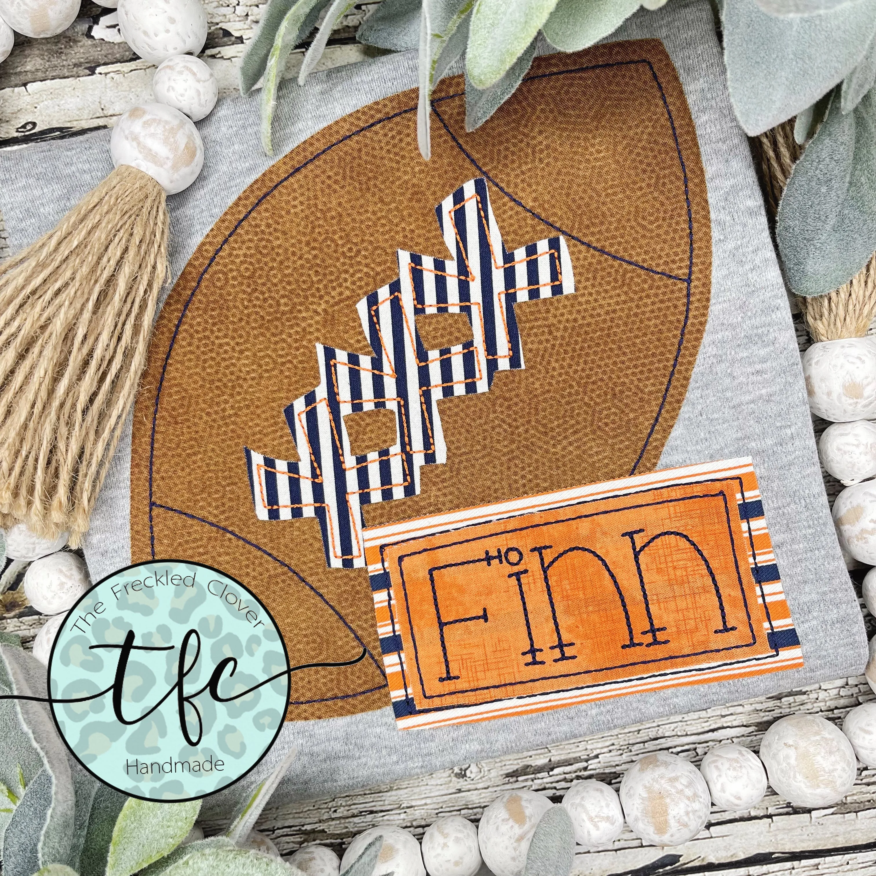 {Football   Name Plate} applique tee