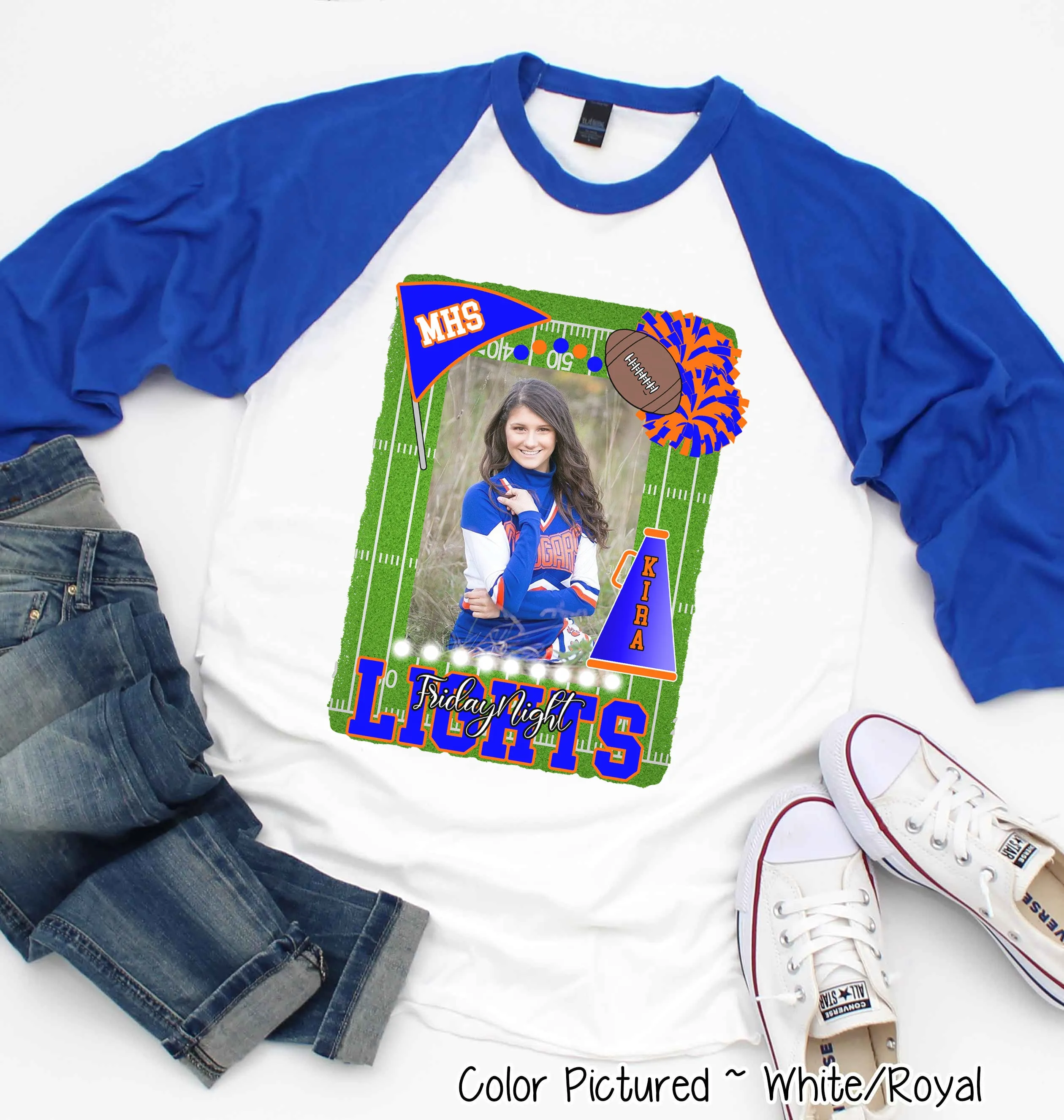 Friday Night Lights Ultimate Fan Tee Photo Raglan Shirt (Football, Cheer, Drill Team, Band)