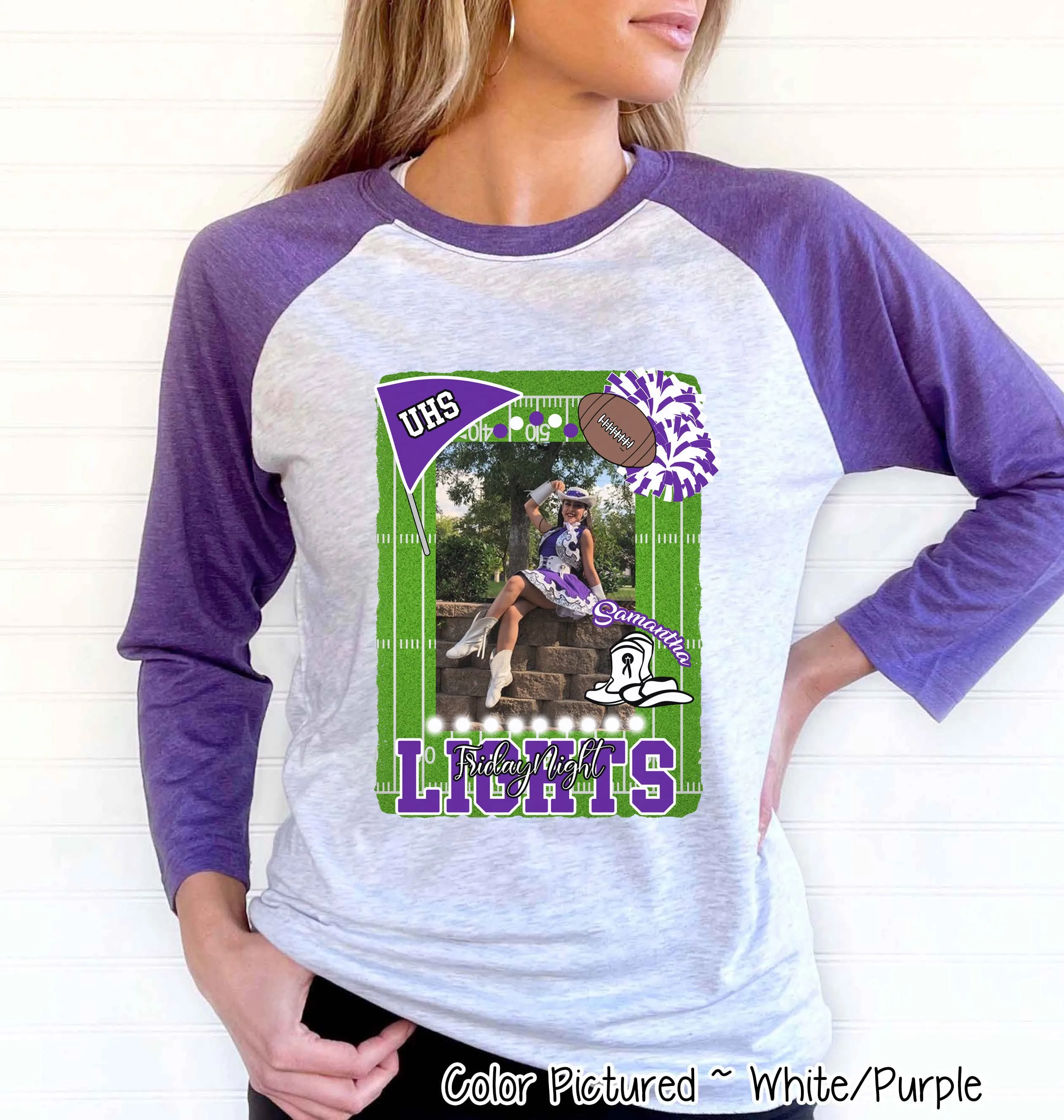 Friday Night Lights Ultimate Fan Tee Photo Raglan Shirt (Football, Cheer, Drill Team, Band)