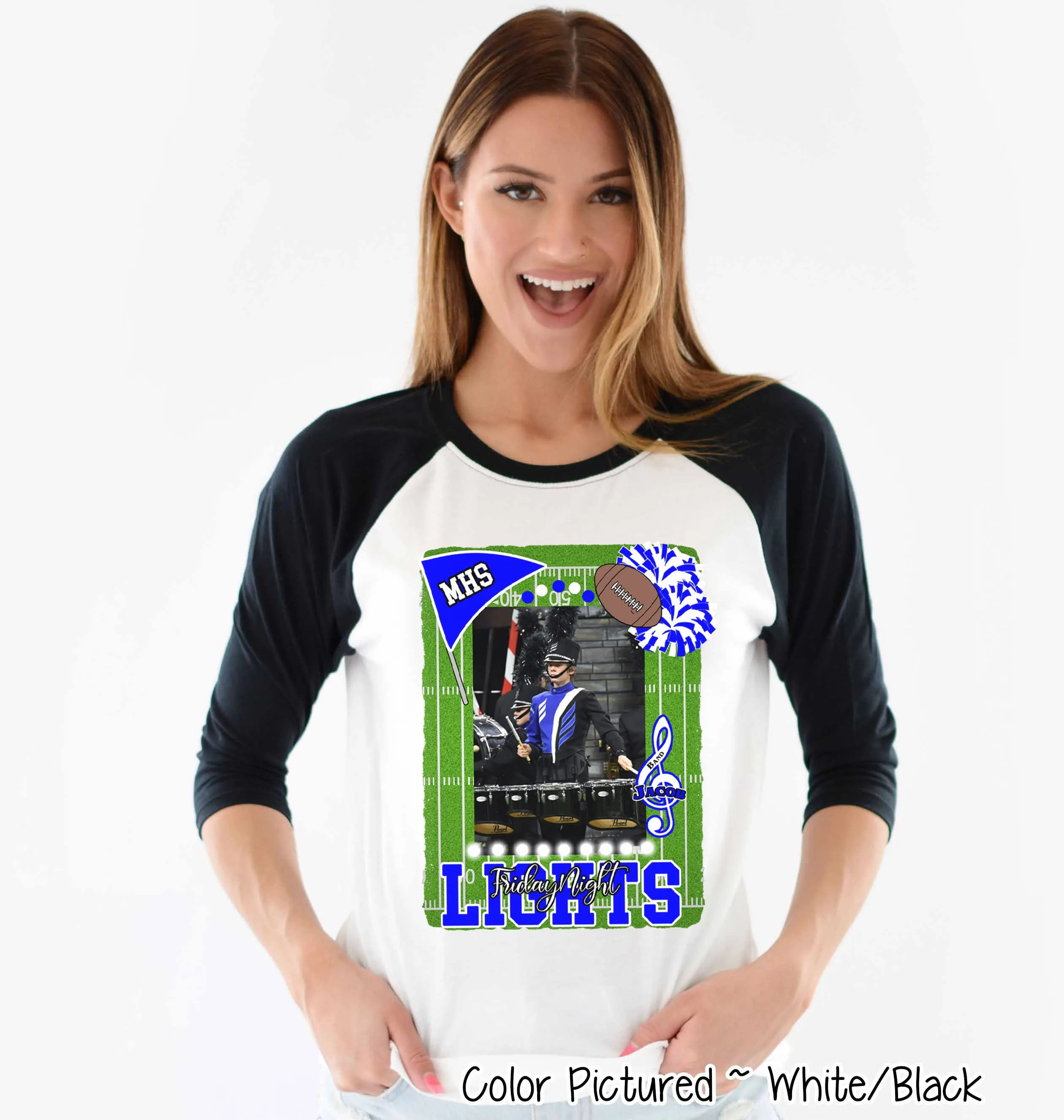 Friday Night Lights Ultimate Fan Tee Photo Raglan Shirt (Football, Cheer, Drill Team, Band)