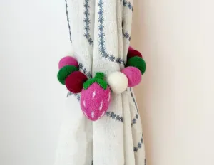 Fuchsia Strawberry Curtain Ties
