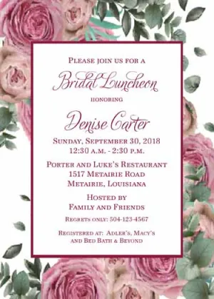 FULL ROSES IN PINK AND BURGUNDY CUSTOM INVITATION
