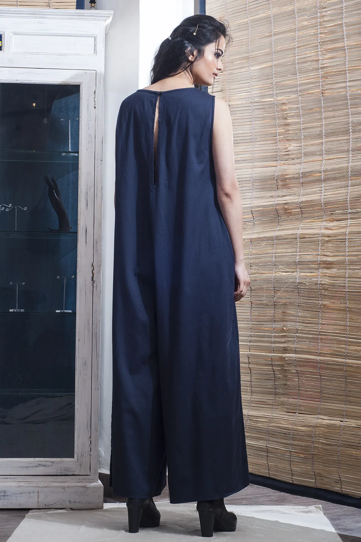 Gabi- Blue Jumpsuit With Floor Length Mauve Jacket